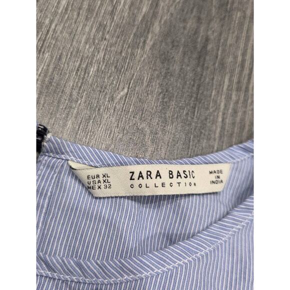 Zara Basic Collection Women's Blue Striped Bell Sleeve Top XL Blue A003794 - Picture 5 of 7